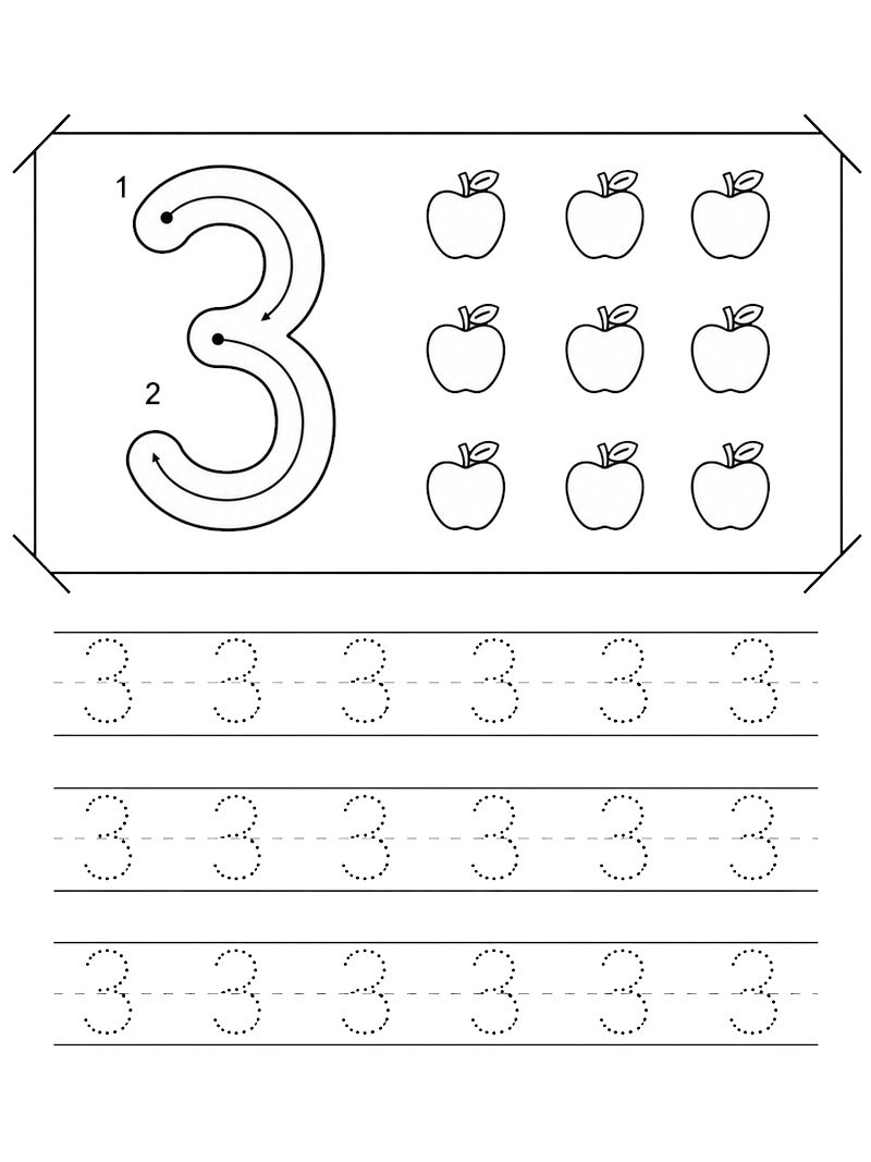 Cijfer 3 leren schrijven kleurplaat Cijfer 3 leren schrijven kleurplaat