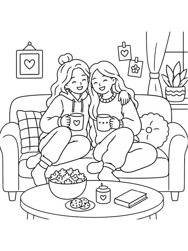 Cozy BFF kleurplaat