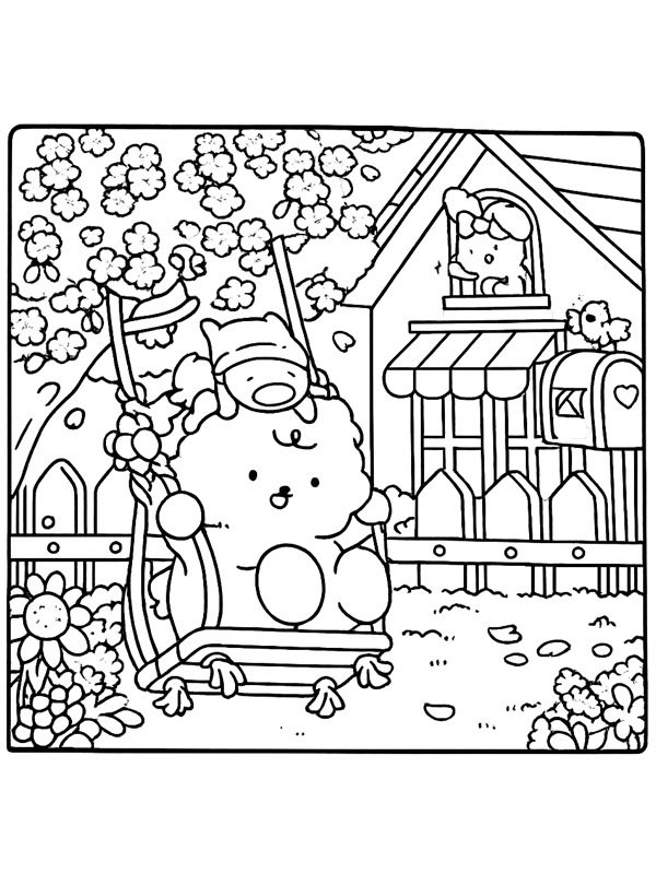 Cozy schommelen kleurplaat