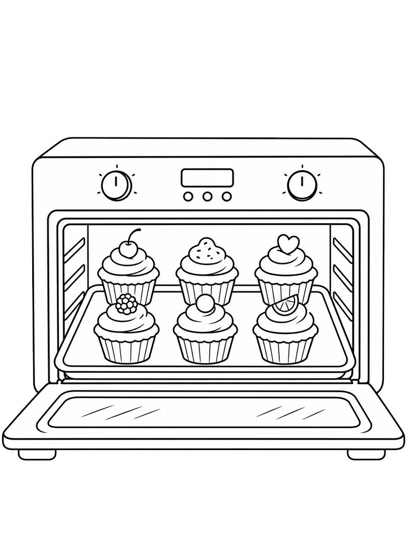 Cupcakes in de oven kleurplaat Cupcakes in de oven kleurplaat
