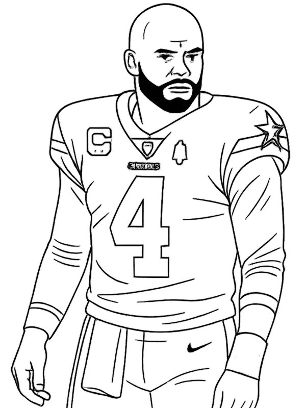 Dak Prescott kleurplaat Dak Prescott kleurplaat