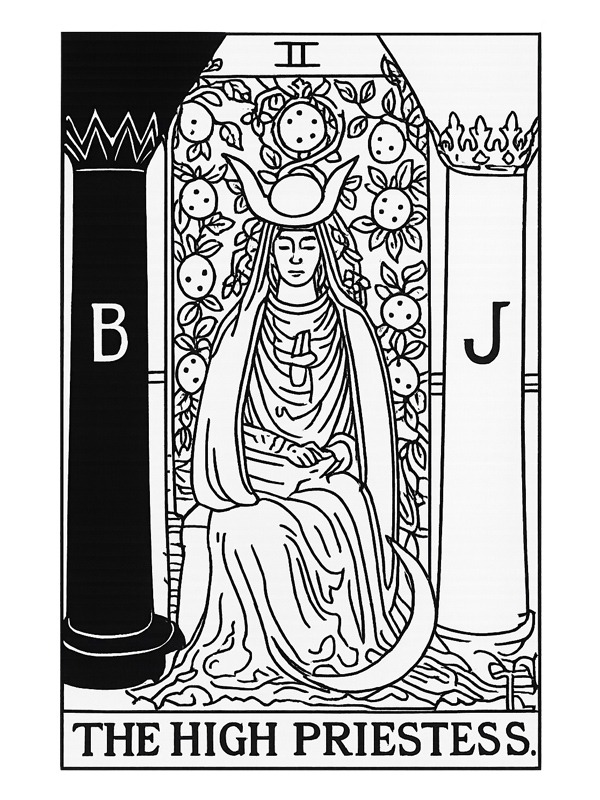 De Hogepriesteres tarotkaart kleurplaat De Hogepriesteres tarotkaart kleurplaat