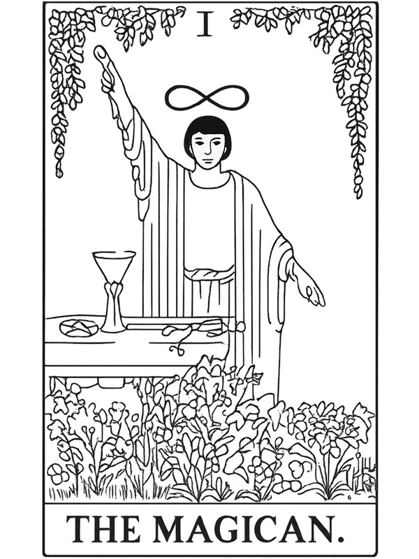 De Magiër tarotkaart kleurplaat De Magiër tarotkaart kleurplaat