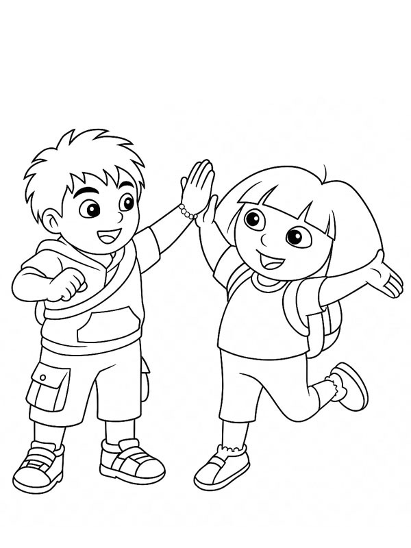 Diego en Dora kleurplaat Diego en Dora kleurplaat