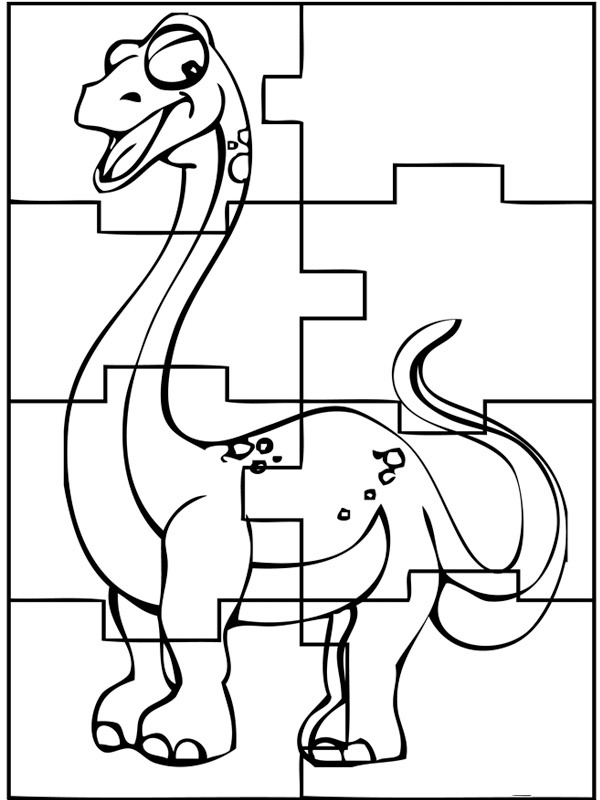 dinosaurus puzzel Kleurplaat
