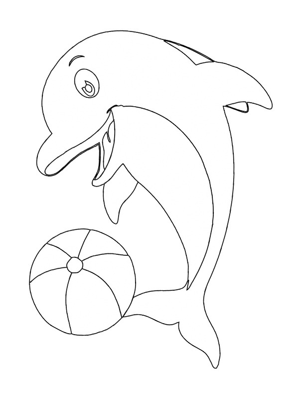 Dolfijn met een bal Kleurplaat