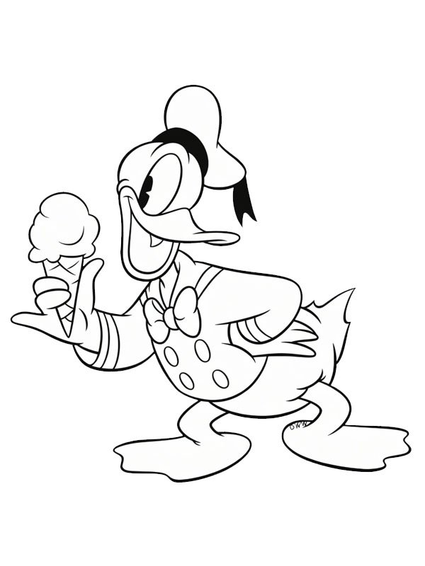 Donald Duck met ijs kleurplaat