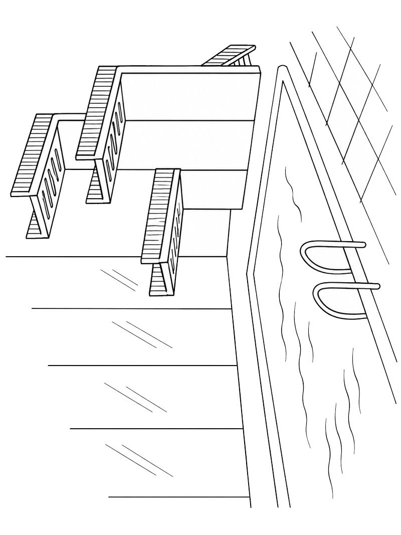 Duikplank 5, 7.5 en 10 meter kleurplaat Duikplank 5, 7.5 en 10 meter kleurplaat