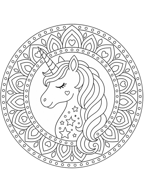Eenhoorn mandala kleurplaat