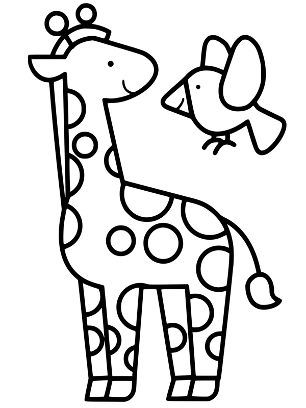 Eenvoudige giraf Kleurplaat