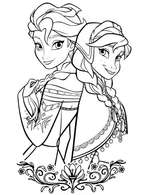 Elsa en Anna Kleurplaat