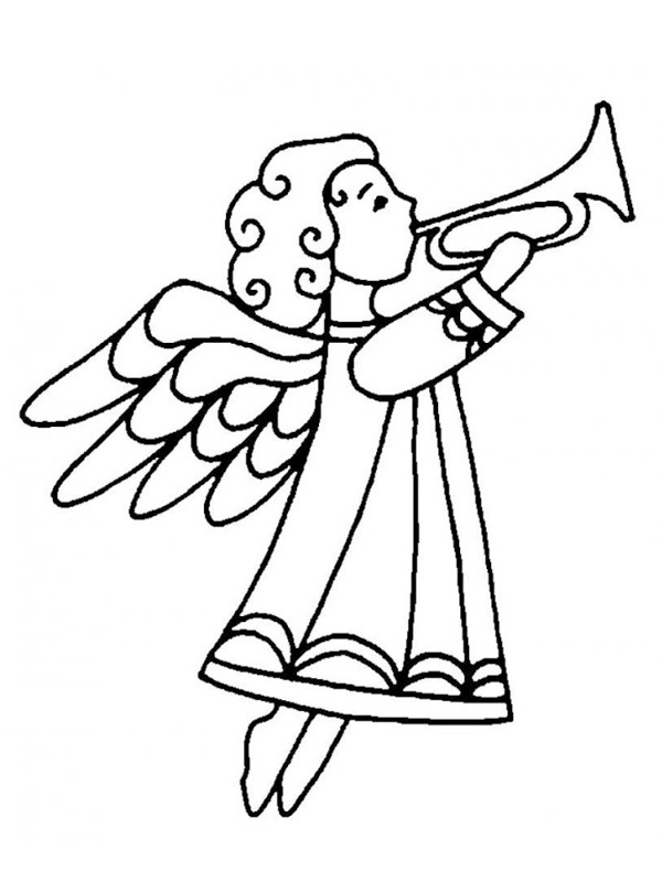 Engel met trompet Kleurplaat