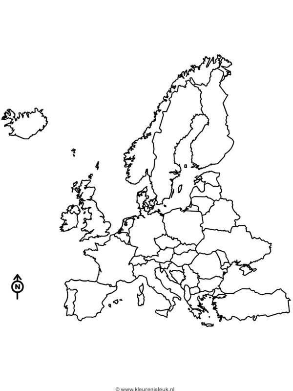 Schuur Azië overzee Kleurplaat Kaart van Europa | Leukekleurplaten.nl