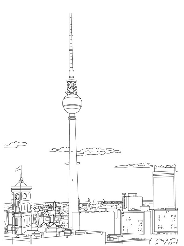 Fernsehturm Berlijn Kleurplaat