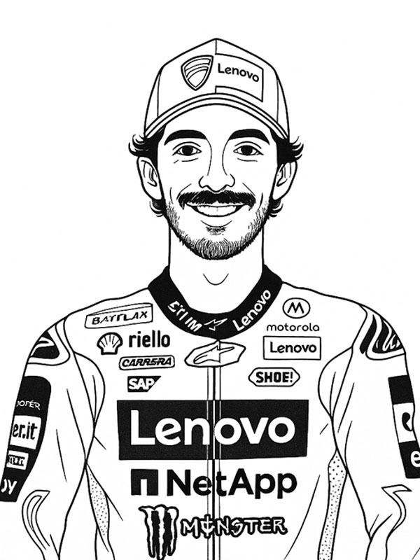 Francesco Bagnaia kleurplaat Francesco Bagnaia kleurplaat