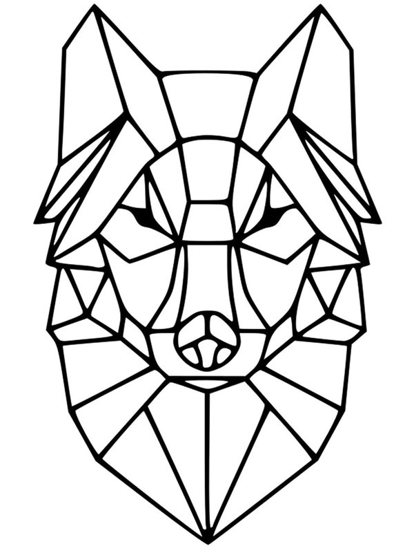 Geometrische Wolf Kleurplaat
