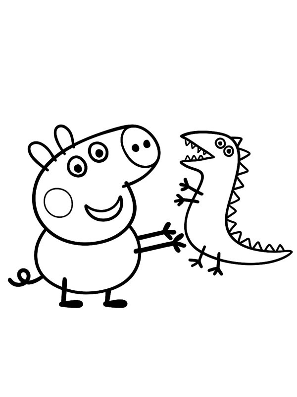 George Pig en Meneer Dinosaurus kleurplaat George Pig en Meneer Dinosaurus kleurplaat