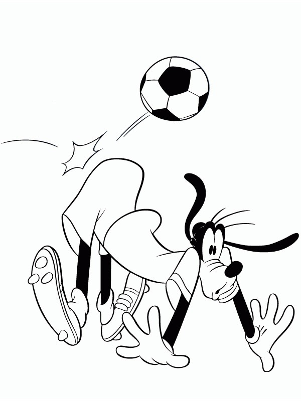 Goofy speelt voetbal Kleurplaat
