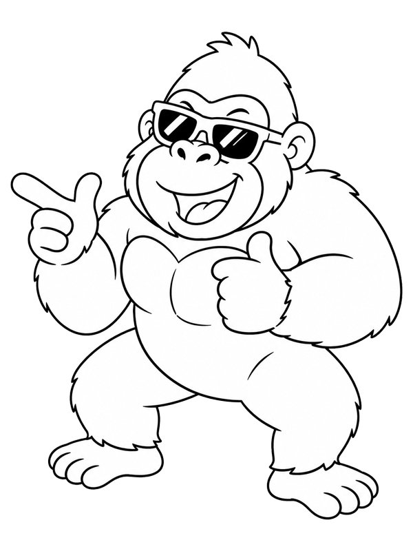 Gorilla met zonnebril kleurplaat Gorilla met zonnebril kleurplaat
