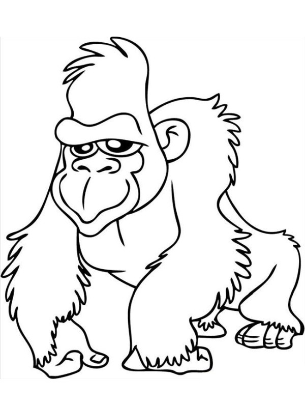 grappige gorilla Kleurplaat