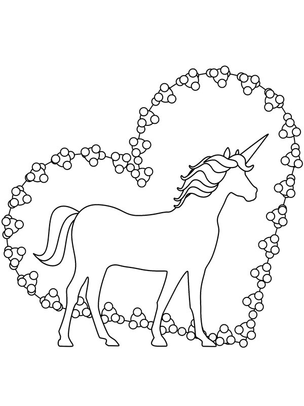 Hartjes unicorn Kleurplaat
