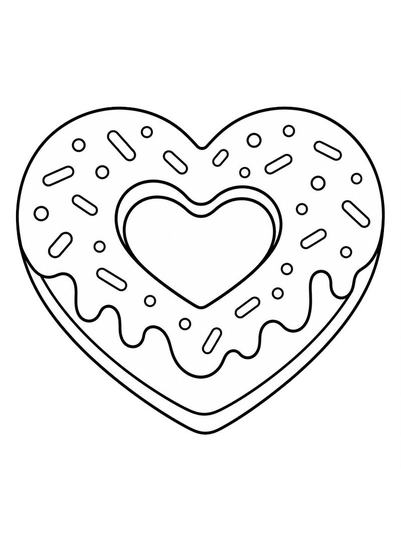 Hartvormige donut kleurplaat