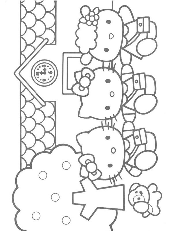 Kleurplaat hello kitty op school Kleurplaat hello kitty op school