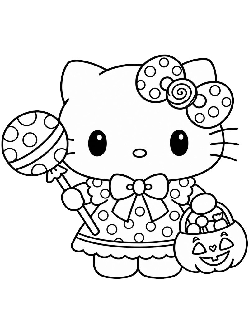 Hello Kitty: snoep of je leven kleurplaat Hello Kitty: snoep of je leven kleurplaat