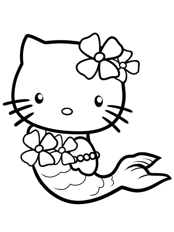 Hello Kitty zeemeermin Kleurplaat