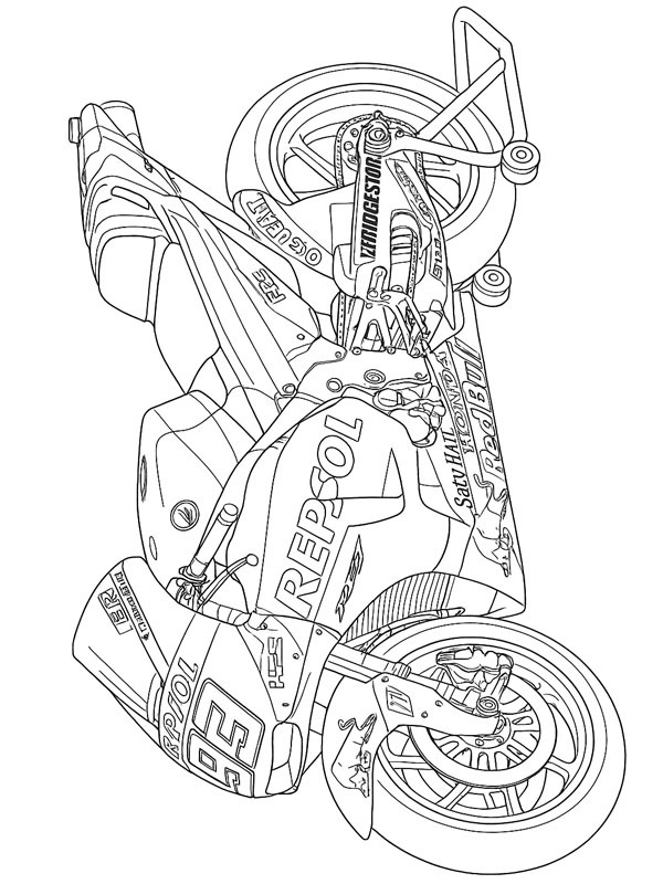 Honda Repsol MotoGP motor kleurplaat Honda Repsol MotoGP motor kleurplaat