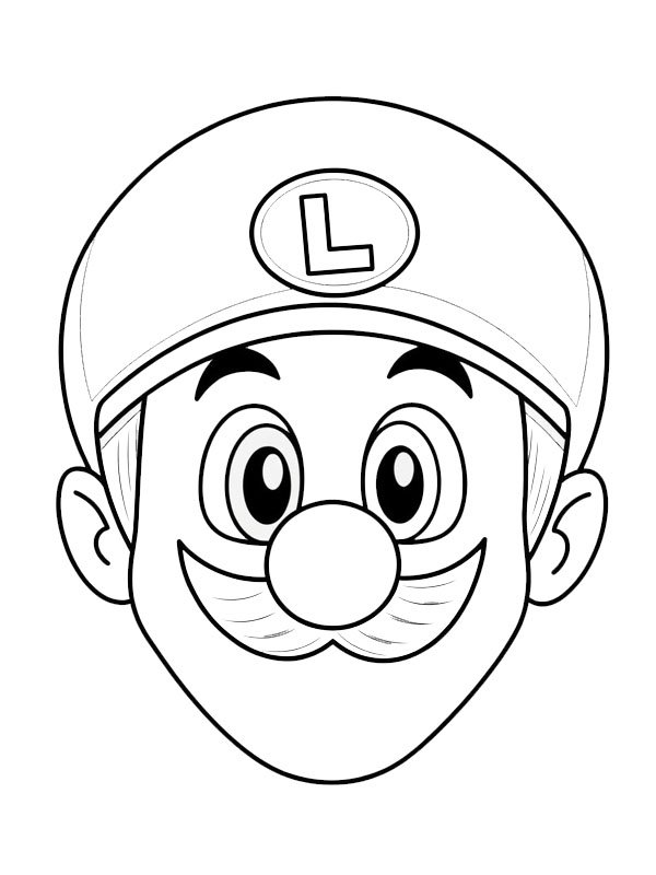 Hoofd Luigi kleurplaat