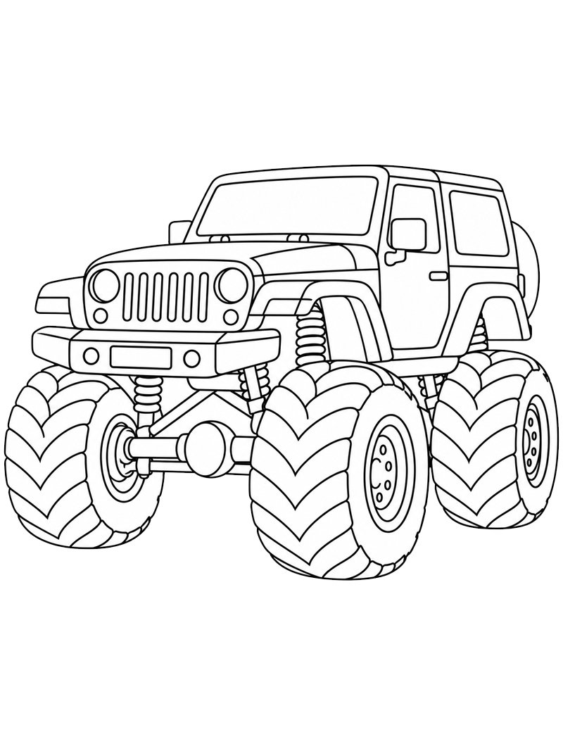 Jeep monstertruck kleurplaat Jeep monstertruck kleurplaat