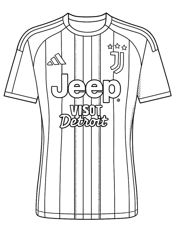 Juventus voetbalshirt kleurplaat Juventus voetbalshirt kleurplaat