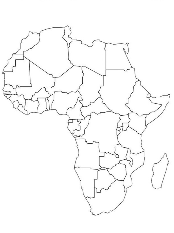 kaart van Afrika Kleurplaat