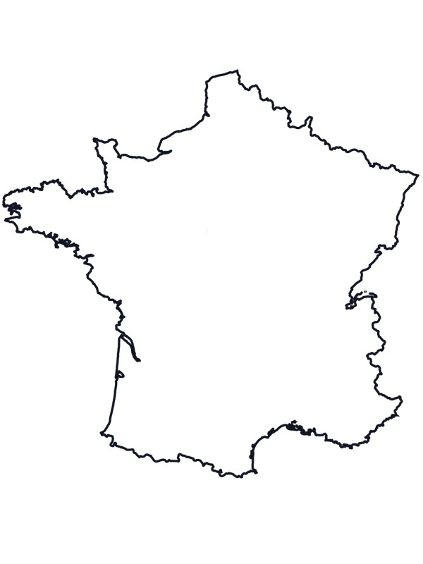 Kaart van Frankrijk Kleurplaat
