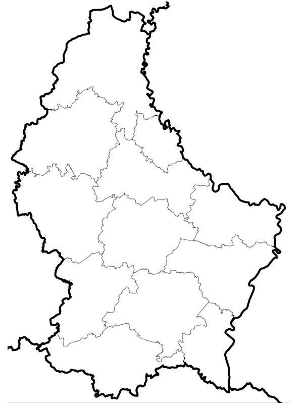 Kaart van Luxemburg Kleurplaat