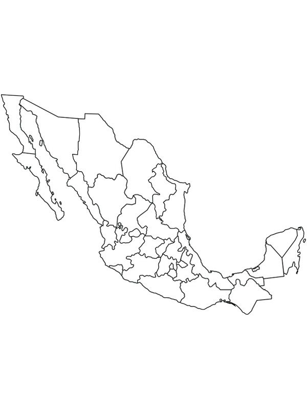 kaart van Mexico Kleurplaat