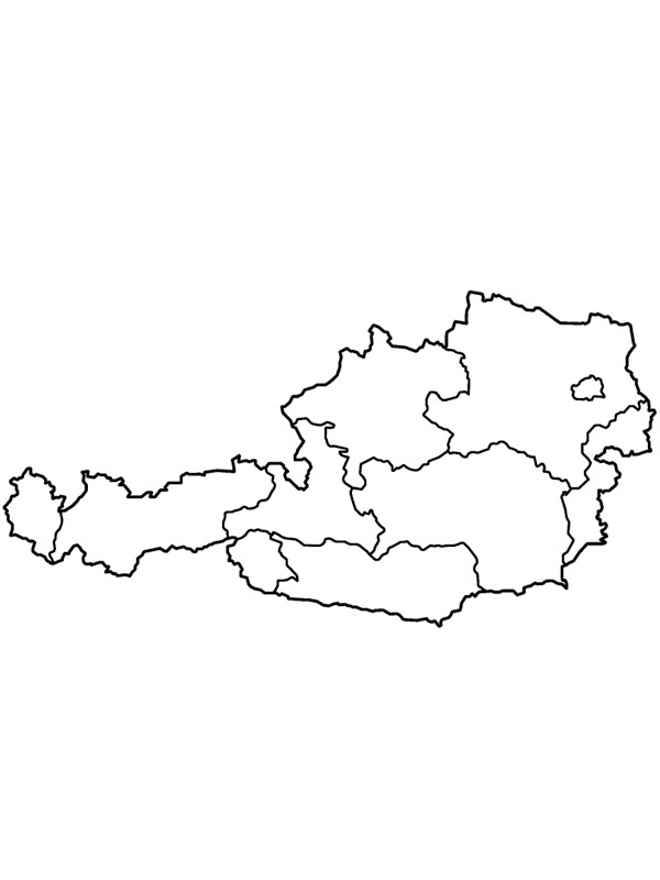 Kaart van Oostenrijk Kleurplaat