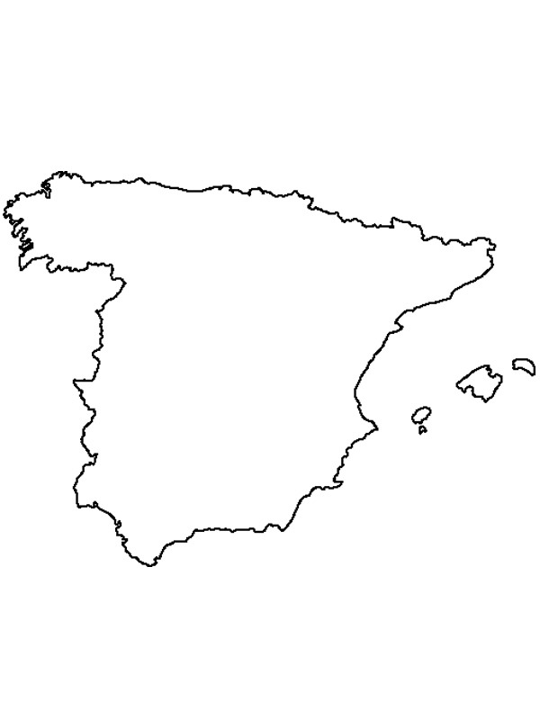 Kaart van Spanje Kleurplaat