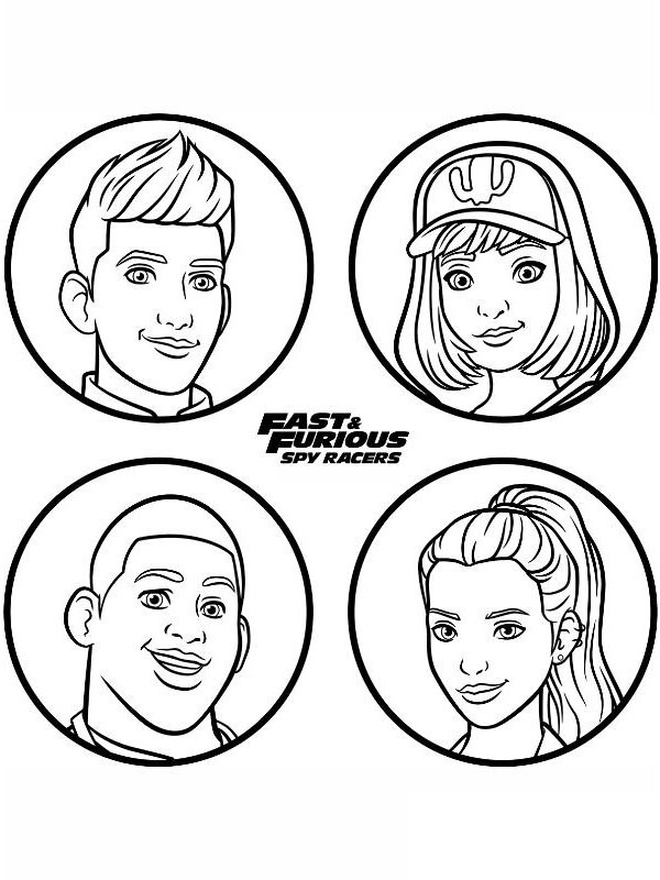 Karakter gezichten The Fast and the Furious Kleurplaat