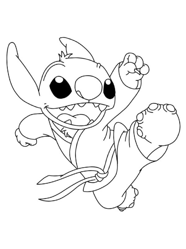 Karate Stitch kleurplaat Karate Stitch kleurplaat