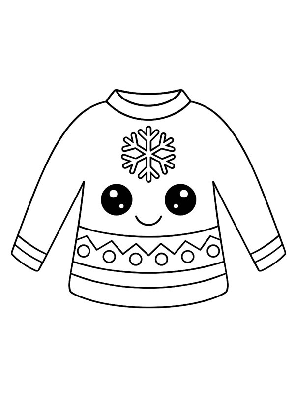 Kawaii kersttrui kleurplaat Kawaii kersttrui kleurplaat