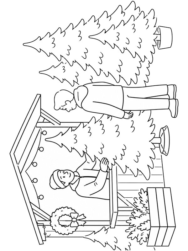 Kerstbomen verkoop kleurplaat