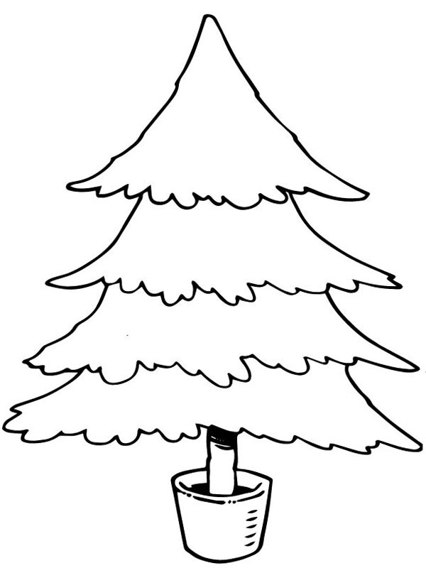 Kerstboom in pot Kleurplaat