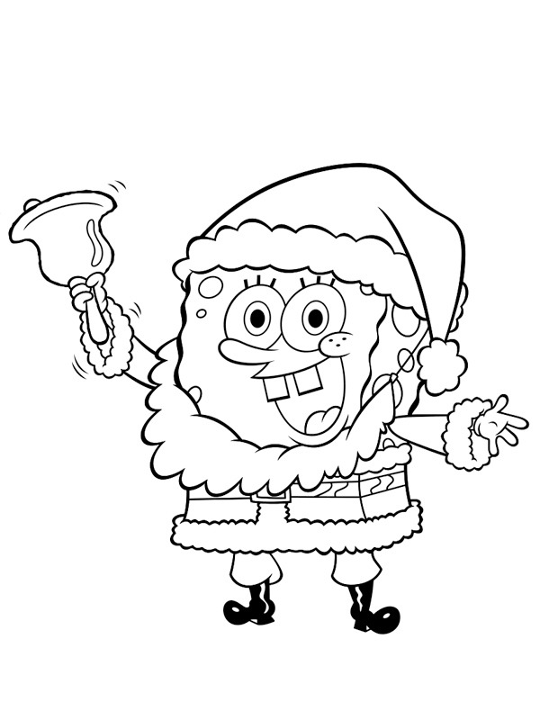 Kerstman Spongebob Kleurplaat