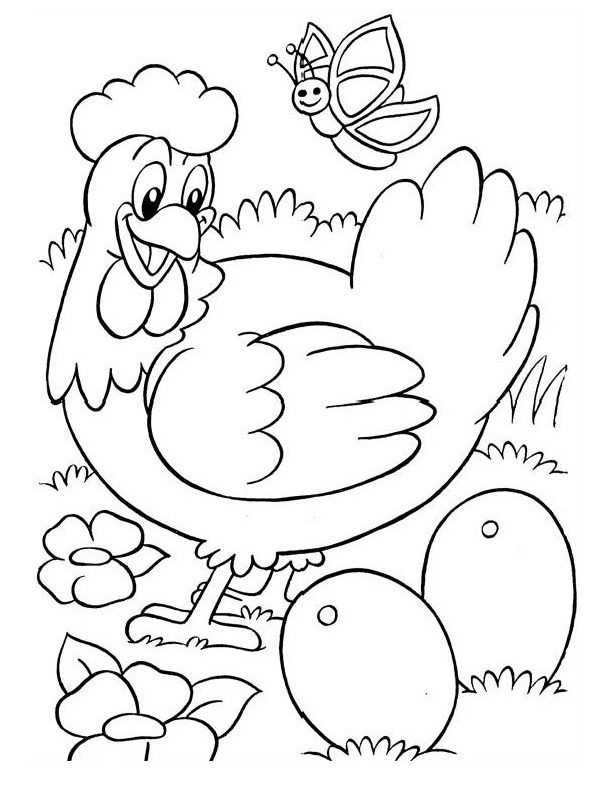 Kip legt een ei Kleurplaat