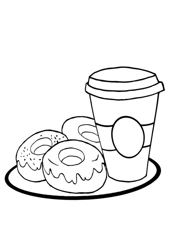 Koffie en donuts Kleurplaat