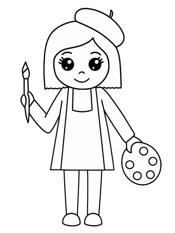 Kunstenaar kleurplaat Kunstenaar kleurplaat