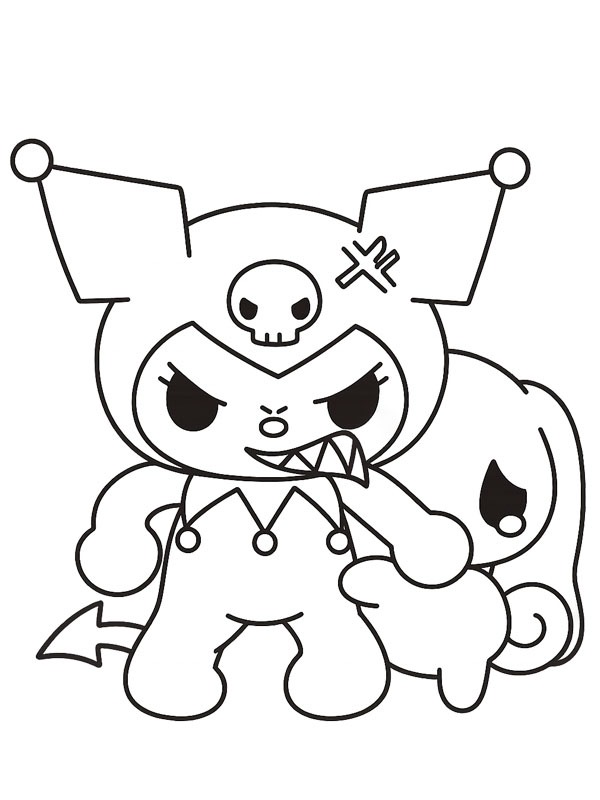 Kuromi beschermt Cinnamoroll kleurplaat Kuromi beschermt Cinnamoroll kleurplaat