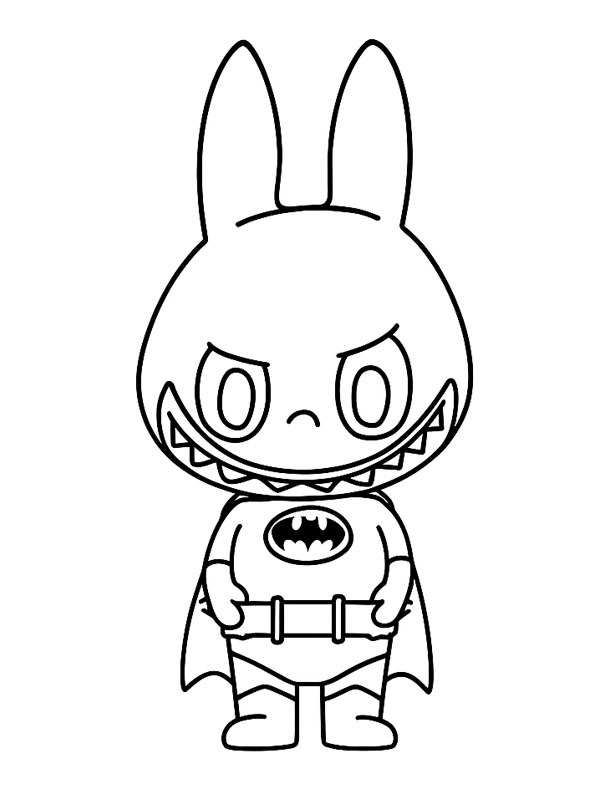 Labubu Batman kleurplaat Labubu Batman kleurplaat
